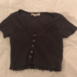 Cropped button down top